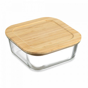 Форма для запекания и хранения с крышкой, 1,1 л, боросиликатное стекло, бамбук, прозрачный, SMART SOLUTIONS, Россия, Жаропрочные формы для запекания