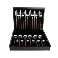 Набор столовых приборов на 6 персон, 24 предмета, коричневая ручка, серия GOA matte brown, CUTIPOL, Португалия_00802510063645941155.jpg