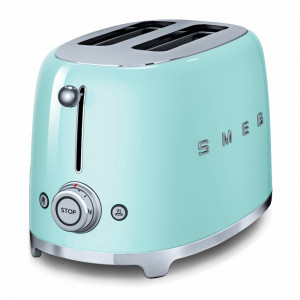 Тостер на 2 хлебца, нержавеющая сталь, пластик, 19,8 x 3,1 x 19,5 см, бирюзовый, SMEG, Италия, SMEG (Италия)