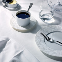 Блюдце для чайной чашки FRAGMENTS BLANC, 15.8 см, фарфор, белый, рельеф, серия Collection L, GUY DEGRENNE, Франция_00810280035723925481.jpg