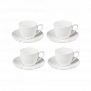Набор из 4-х кофейных пар, 90 мл, костяной фарфор, белый, серия Плиссе, DECOR DE TABLE, Россия, Кофейные пары
