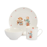 Набор детской посуды Мишки, 3 предмета, фарфор, белый, декор, серия Teddy bear, ANNA LAFARG, Китай