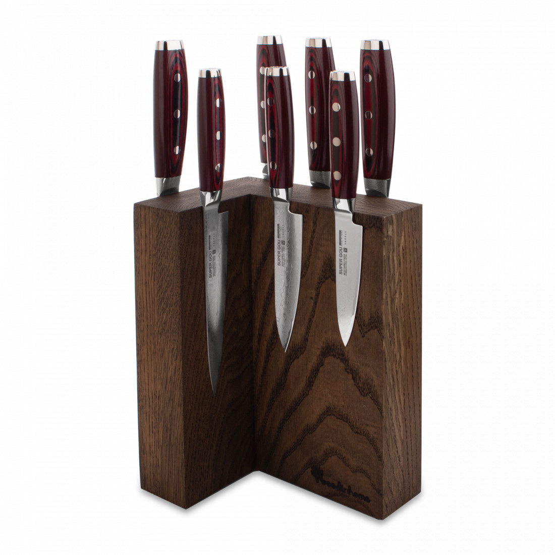 Набор из 7-и кухонных ножей на подставке из дуба, серия GOU 161, YAXELL, Япония