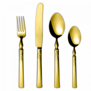 Набор столовых приборов 24 предмета, нержавеющая сталь 18/10, золотистый, серия 1911, HERDMAR, Португалия, Подарочные столовые приборы