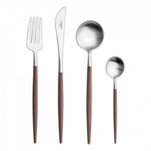 Набор столовых приборов на 12 персон, 72 предмета, матовая полировка, коричневая ручка, серия Goa, CUTIPOL, Португалия, Подарочные столовые приборы