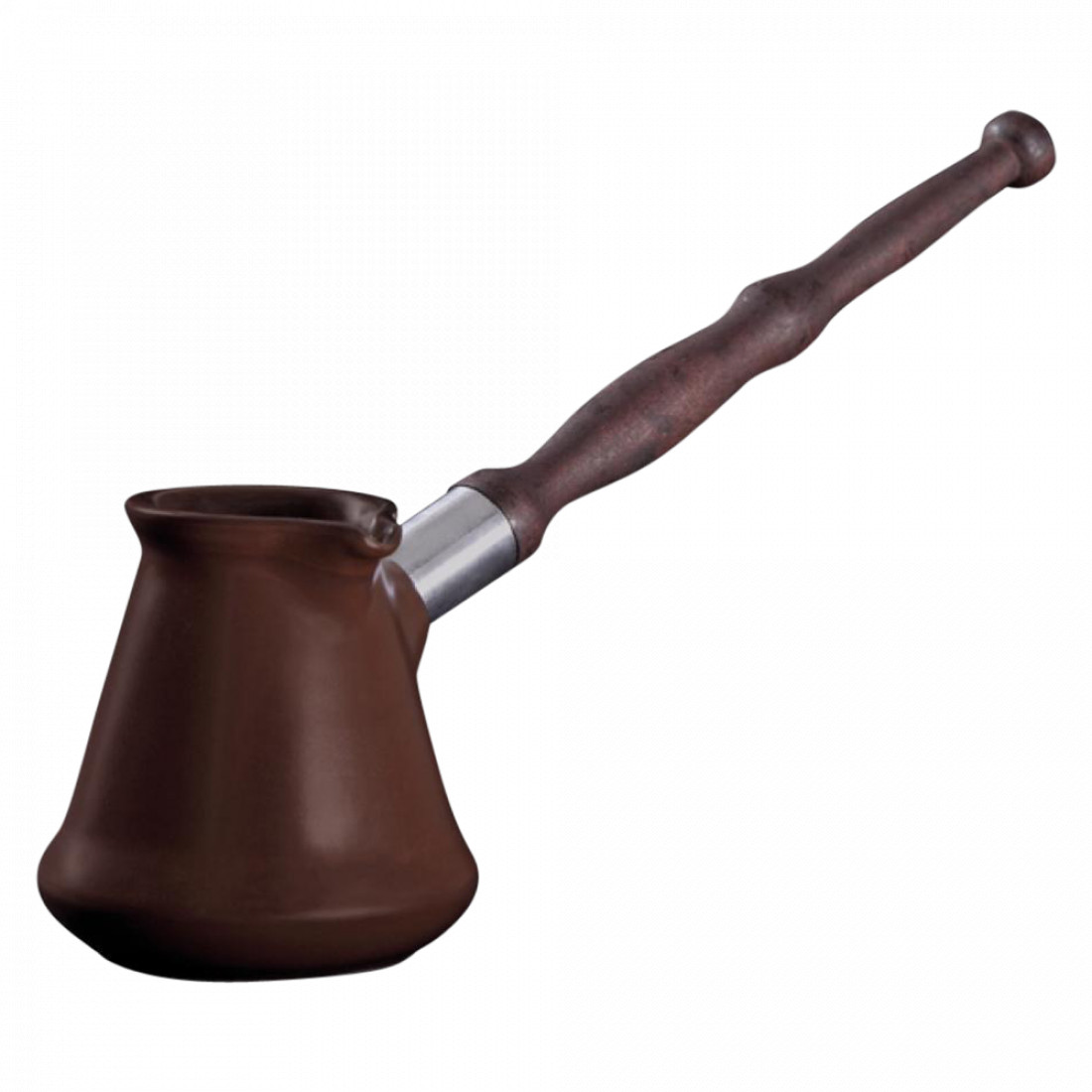 Керамическая турка, объем: 0,5 л, материал: керамика, дерево, нержавеющая сталь, размер: 21 х 32 х 11,5, цвет: шоколад, серия Ibriks, CERAFLAME, Бразилия