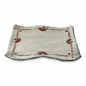 Тарелка обеденная, 26.5 х 19 см, каменная керамика, белый, красный, ROOMERS TABLEWARE, Нидерланды, Тарелки красные