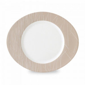 Тарелка подстановочная овальная, 33,7 х 29 см, фарфор, белый, бежевый, серия Boreal Swing, GUY DEGRENNE, Франция, Тарелки подстановочные