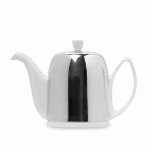 Чайник заварочный с колпаком, 700 мл, фарфор, нержавеющая сталь, белый, серия Salam, GUY DEGRENNE, Франция, GUY DEGRENNE (Франция)