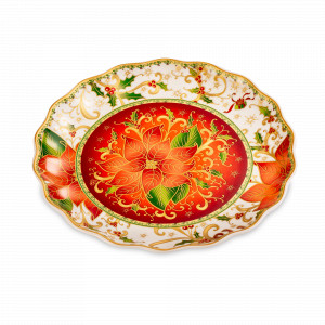 Блюдо круглое «Palais Royal Рождественская звезда», 28 см, фарфор, декор, LAMART, Италия, LAMART (Италия)