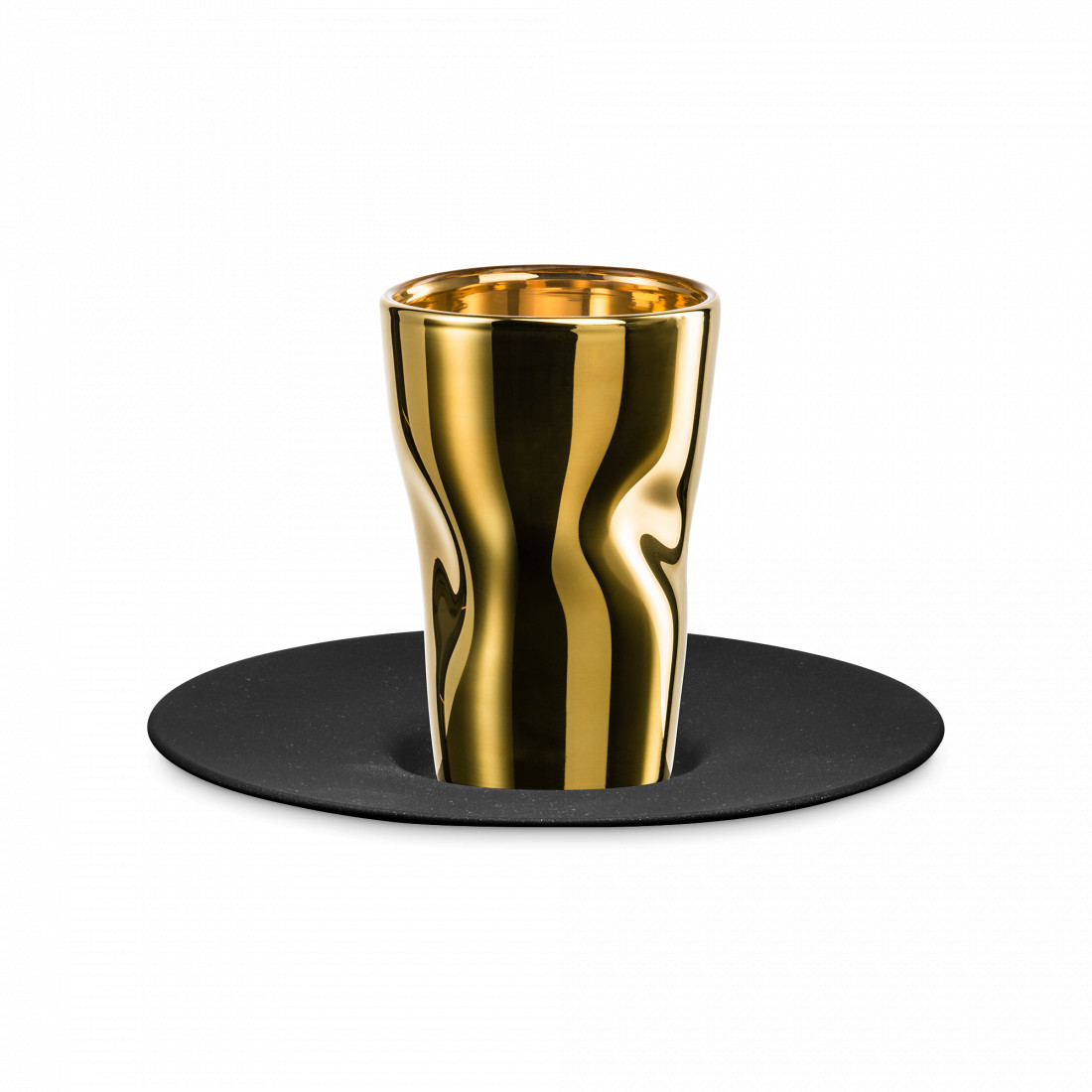 Чашка с блюдцем для эспрессо, 100 мл, цвет-золотой/черный, серия Unik, EISCH, Германия