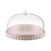 Блюдо для торта с крышкой, пластик SAN, 30 см, серо-бежевый, серия Tiffany, GUZZINI, Италия, 