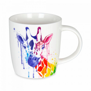 Кружка «Акварельные Животные - Жираф», 350 мл, костяной фарфор, белый, KOENITZ, Германия, Белые кружки