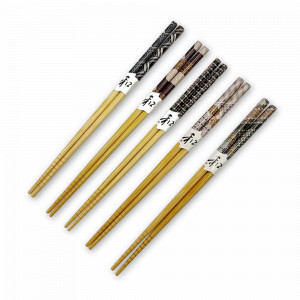 Набор из 5-ти пар палочек для еды, 22.5 см, бамбук, бежевый, декор, ROOMERS TABLEWARE, Нидерланды, Палочки для суши