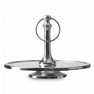 Блюдо круглое для десертов Chrom/Clear, 26 см, стекло, металл, ROOMERS TABLEWARE, Нидерланды, Блюда для торта, десерта