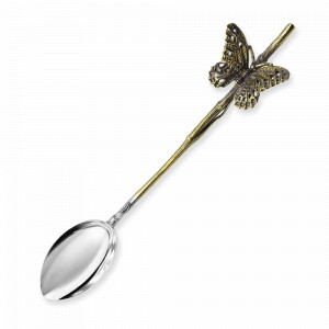Ложка кофейная «Бабочка 5», латунь с посереб.яблочком, серия Летний сад, Кольчугинский Мельхиор, Россия, Столовые приборы Россия