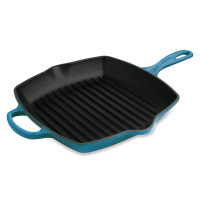 Чугунная сковорода-гриль с рифленым дном, 26 х 26 см, лазурь, LE CREUSET, Франция