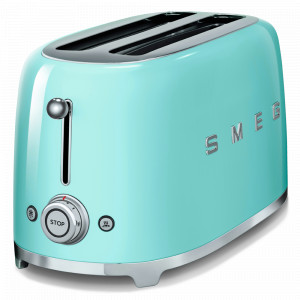 Тостер на 4 хлебца, нержавеющая сталь, пластик, 21,5 x 39,4 x 20,8 см, бирюзовый, SMEG, Италия, SMEG (Италия)