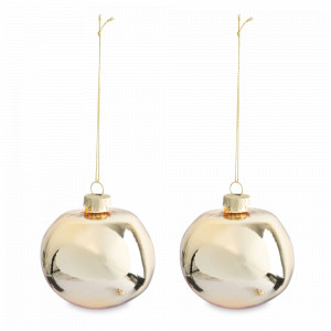 Украшение новогоднее - подвес Абстрактный шар, 2 предмета, 8 см, стекло,золотистый, серия New Year, ANNA LAFARG, Китай, Новогодний Декор ANNA LAFARG