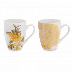 Набор из 2-х кружек, 330 мл, фарфор, белый, золотой, серия Singapore, WD Lifestyle, Италия, Белые кружки