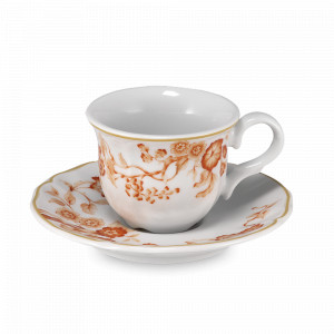 Пара чайная Bianco e arancione, 200 мл, фарфор, белый, оранжевый, серия Florentius, LE COQ, Италия, Чайные пары
