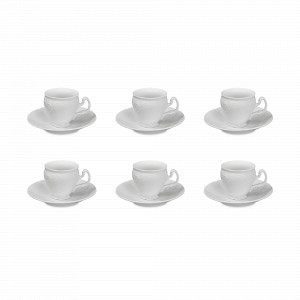 Набор из 6-ти кофейных пар, 90 мл, фарфор, белый, серия Недекорированный, BERNADOTTE, Чехия, Скидка до -30% на фарфор BERNADOTTE