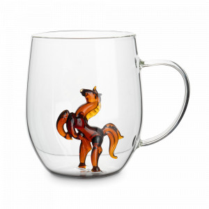 Кружка «Конь», 500 мл, стекло, прозрачный, оранжевый, серия Horse, ANNA LAFARG, Китай, Кружки