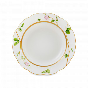 Тарелка суповая, 23 см, костяной фарфор, белый, декор, серия Цветущая роза, NARUMI, Япония, NARUMI (Япония)