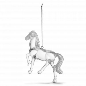 Украшение елочное - подвес Лошадь, 9 см, акрил, серебристый, серия Horse, ANNA LAFARG, Китай, Horse ANNA LAFARG