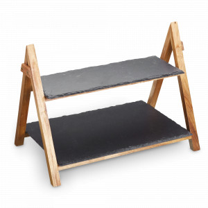 Этажерка двухярусная сервировочная, 40 х 30 х 25 см, дерево, камень, серия Arteza, KITCHEN CRAFT, Великобритания, Этажерки и вазы для фруктов