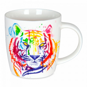 Кружка «Акварельные Животные - Тигр», 350 мл, костяной фарфор, белый, KOENITZ, Германия, Белые кружки