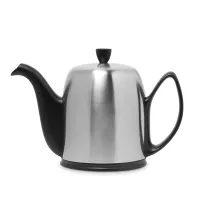 Чайник заварочный с колпаком, 1 л, фарфор, нержавеющая сталь, черный, серия Salam, GUY DEGRENNE, Франция, 
