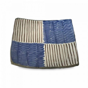 Тарелка квадратная пирожковая, 16.5 см, каменная керамика, белый, синий, ROOMERS TABLEWARE, Нидерланды, Тарелки хлебные