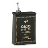Бутылка для масла, 500 мл, керамика, черный, декор, серия Oliere Vintage, NUOVA CER, Италия