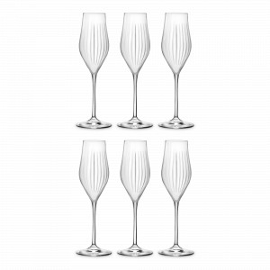 Набор из 6-ти бокалов для шампанского Optic, 230 мл, хрустальное стекло, серия Timeless, RCR, Италия, Timeless RCR