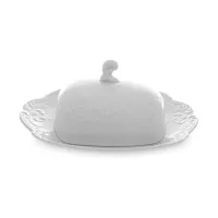 Маслёнка с крышкой,  22.5 х 16 см, фарфор, белый, серия Rococo, REPAST, Чехия, 