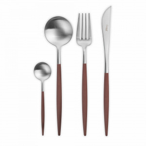 Набор столовых приборов на 6 персон, 24 предмета, коричневая ручка, серия GOA matte brown, CUTIPOL, Португалия, CUTIPOL (Португалия)