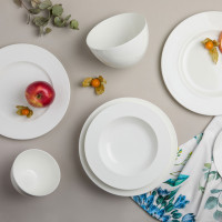 Тарелка обеденная, 27 см, костяной фарфор, белый, рельеф, серия Терраса, NARUMI, Япония_00820340046754524986.jpg