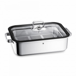 Жаровня прямоугольная с крышкой и вставкой - пароваркой, 41 х 27 см, 6.5 л, сталь, стекло, серия Vitalis, WMF, Германия, Посуда из нержавеющей стали