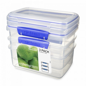 Набор из 3-х контейнеров, 1 л, пластик, синий, серия Klip It, SISTEMA, Новая Зеландия, SISTEMA (Новая Зеландия)