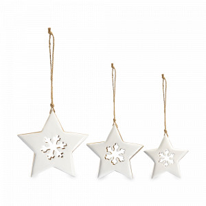 Набор елочных украшений Звезды Winter stars, 3 предмета, манговое дерево, белый, серия New Year Essential, TKANO, Россия, Декор для дома TKANO