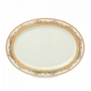 Блюдо овальное Cream Gold, 36 х 23 см, фарфор, белый, бежевый, серия Constanza 9320, FALKENPORZELLAN, Германия, Скидка до -30% на фарфор FALKENPORZELLAN