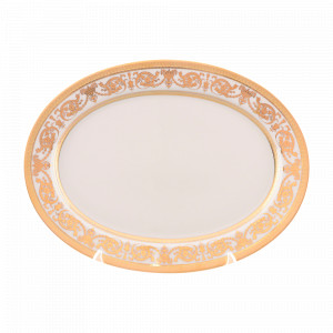 Блюдо овальное Cream Gold, 36 х 23 см, фарфор, белый, золотой, серия Constanza Imperial, FALKENPORZELLAN, Германия, Скидка до -30% на фарфор FALKENPORZELLAN