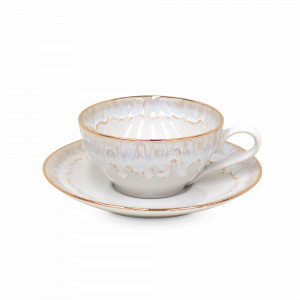 Пара чайная White Gold, 200 мл, керамика, бежевый, серия Taormina, COSTA NOVA, Португалия, Чайные пары