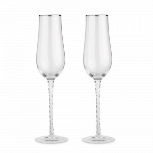 Набор из 2-х бокалов для шампанского, 240 мл, стекло с серебристым кантом, серия Rhapsody, ANNA LAFARG, Китай, Бокал-флейта для шампанского