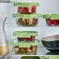 Контейнер пищевой прямоугольный, 370 мл, 16 х 12 см, стекло, силикон, зеленый, серия At Home, LEKUE, Испания_00819240051721401580.jpg