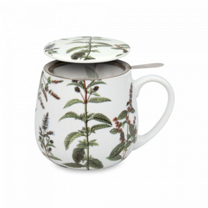 Кружка заварочная «Мой любимый чай с мятой», 420 мл, фарфор, белый, KOENITZ, Германия, Большая кружка