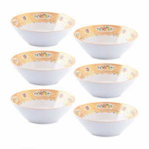 Набор из 6-ти салатников Creme Gold, 18 см, фарфор, бежевый, декор, серия Constanza Vienna, FALKENPORZELLAN, Германия, Скидка до -30% на фарфор FALKENPORZELLAN