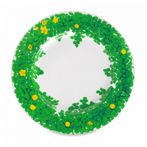 Тарелка обеденная, 27 см, костяной фарфор, белый, зеленый, серия Prati Italiani, TAITU, Италия, Скидка  до -20% на фарфор TAITU