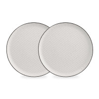 Набор обеденных тарелок, 2 предмета, 26 см, фарфор, белый, черный, серия Contour, LIBERTY JONES, Россия